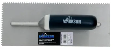 Soft Grip Handle High Carbon Steel Finishing Trowel, V-Notch 3/16" x 5/32" x 3/16"