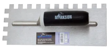 Soft Grip Handle High Carbon Steel Finishing Trowel, Square Notch 1/2" x 1/2"
