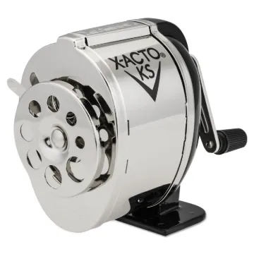 KS Manual Classroom Pencil Sharpener, Table/Wall-Mount, Manual, 2.75" x 4.75" x 4.25", Black/Nickel