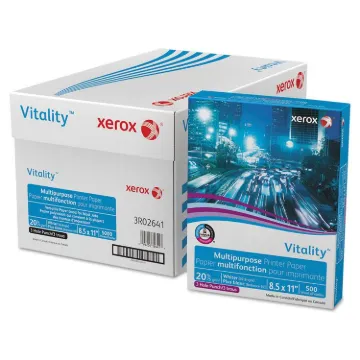 Vitality Multipurpose Print Paper, 92 Bright, 3-Hole, 20 lb, 8.5 x 11, White, 500/Ream