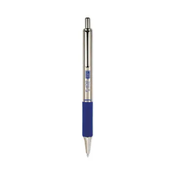 F-402 Retractable Ballpoint Pen, 0.7mm, Blue Ink, Stainless Steel/Blue Barrel, 2/Pack