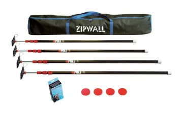 ZIPWALL ZipPole ZP4 Dust Barrier Pole, Spring-Loaded, 10 ft L, Stainless Steel