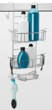 Zenna Home E7803SS Door Caddy, 2-Shelf, Steel, Chrome, 12-1/4 in OAW, 22-3/4 in OAH, 9 in OAD