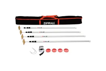 ZIPWALL SLP4 Dust Barrier Pole, Spring-Loaded, 12 ft L, Aluminum