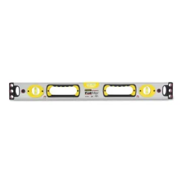 STANLEY 43-525 Box Beam Level, 24 in L, 3 -Vial, 2 -Hang Hole, Magnetic, Aluminum, Silver/Yellow