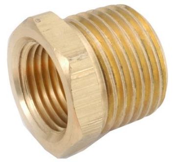 Anderson Metals 756110-0602 Hexagonal Bushing, 3/8-18 x 1/8-27 in, MNPT x FNPT, 1000 psi Pressure