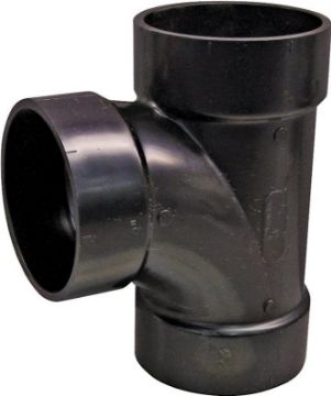 CANPLAS 102154LBC Sanitary Tee, 4 in, Hub, ABS, Black