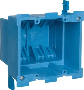Carlon BH234R Outlet Box, 2-Gang, PVC, Blue, Clamp Mounting