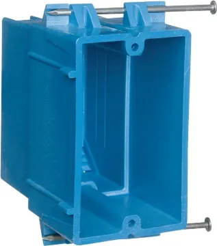 Carlon BH122A-UPC Outlet Box, 1-Gang, PVC, Blue, Nail Mounting