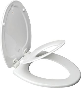 BEMIS 183SLOWA Toilet Seat, Elongated, Molded Wood, White, Twist Hinge