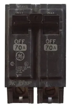 GE Industrial Solutions THQL2170 Feeder Circuit Breaker, Type THQL, 70 A, 2-Pole, 120/240 V, Plug-In