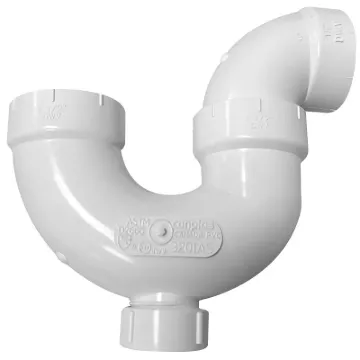 CANPLAS 193201AS P-Trap, 1-1/2 in, Hub, PVC, White, SCH40 Schedule