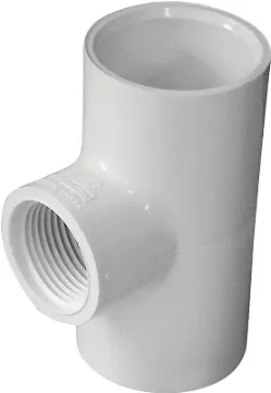 LASCO 402131BC Reducing Tee, 1 x 3/4 in, Slip x FPT, PVC, White, SCH 40 Schedule, 450 psi Pressure