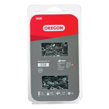 Oregon S56T Chainsaw Chain, 5/32 in File, 16 in L Bar, Stainless Steel