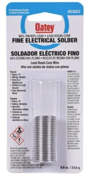 Oatey 53023 Rosin Core Solder, 0.8 oz Package, Carded, Solid, Silver, 361 to 375 deg F Melting Point