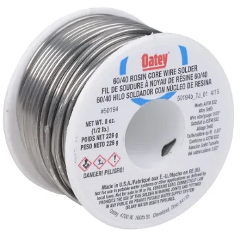 Oatey 50194 Rosin Core Solder, 1/2 lb Package, Solid, Silver, 361 to 375 deg F Melting Point