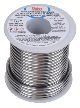 Oatey 21212 Rosin Core Solder, 1 lb Package, Solid, Silver, 361 to 460 deg F Melting Point