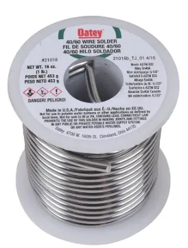 Oatey 21018 Leaded Solder, 1 lb Package, Carded, Solid, Silver, 361 to 460 deg F Melting Point
