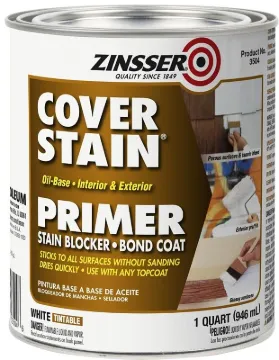 ZINSSER Cover-Stain 03504 Exterior Primer, Flat/Matte, White, 1 qt