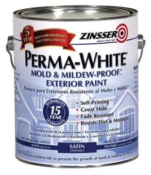 ZINSSER 03101 Exterior House Paint, Satin, White, 1 gal Package, Can