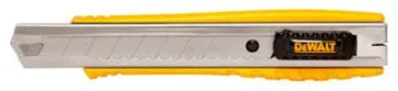 DeWALT DWHT10038 Utility Knife, 4-1/4 in L Blade, 18 mm W Blade, Metal Blade, Ribbed Handle, Black/Y