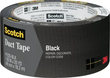 Scotch 3920-BK Duct Tape, 20 yd L, 1.88 in W, Black