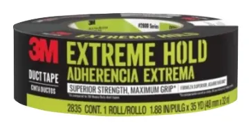 3M 2835-B Duct Tape, 35 yd L, 1.88 in W, Black, 9, Case