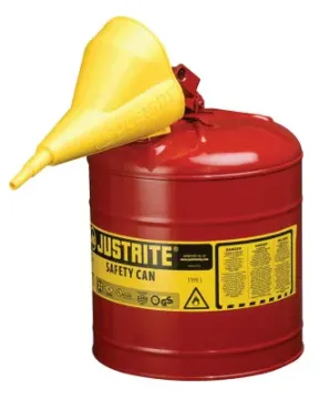 JUSTRITE 7150110 Safety Can, 5 gal Capacity, Steel, Red