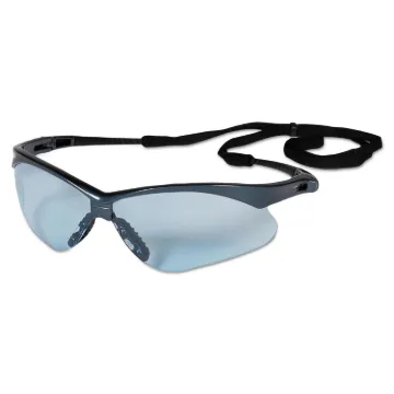 V30 Nemesis Safety Glasses, Light Blue, Polycarbonate Lens, Uncoated, Blue Frame, Black Temples, Nyl