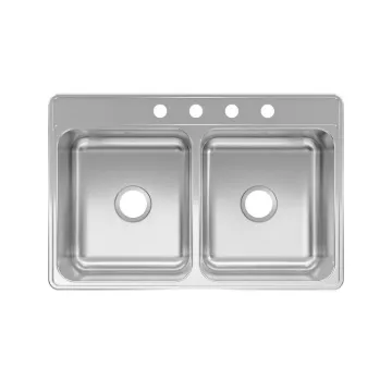 KINDRED CDLA3322-7-4N Kitchen Sink, 33 in OAW, 7 in OAD, 22 in OAH, Stainless Steel, Topmount/Drop-I