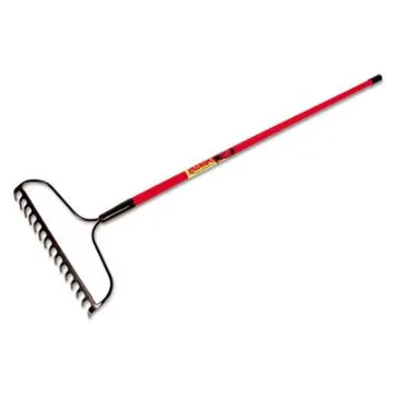Bow Rake, 16.25 in W, Forged Steel, 15 Tine, 60 in Fiberglass Handle