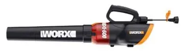 WORX WG520 Electric Leaf Blower, 12 A, 120 V, 320, 600 cfm Air, 20 min Run Time, Black/Orange