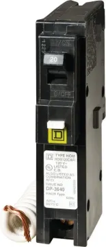 Square D HOM120CAFIC Circuit Breaker, Arc-Fault, Combination, 20 A, 1-Pole, 120 V, Fixed Trip, Plug-