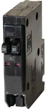 Square D QO QO2020CP Circuit Breaker, Miniature, Tandem, 20 A, 1-Pole, 120/240 V, Thermal Magnetic T