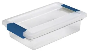 Sterilite 19618606 Clip Box, Plastic, Blue Aquarium/Clear, 11 in L, 6-5/8 in W, 2-3/4 in H