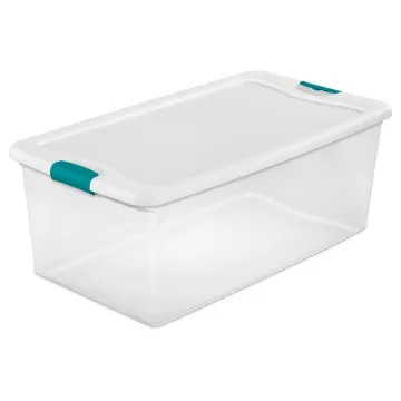 Sterilite 14998004 Latching Box, Plastic, Clear/White, 33-7/8 in L, 18-3/4 in W, 13 in H