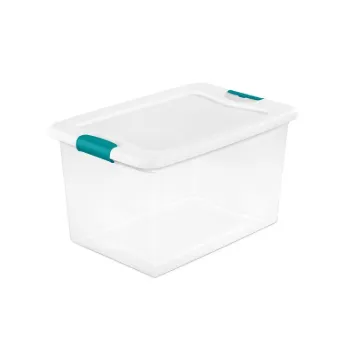 Sterilite 14978006 Latching Box, Plastic, Clear/White, 23-3/4 in L, 16 in W, 13-1/2 in H