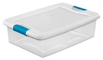 Sterilite 14968006 Latching Box, Plastic, Clear/White, 23-3/4 in L, 16 in W, 6-7/8 in H