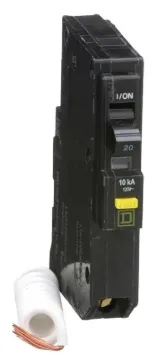 Square D QO QO120GFICP Circuit Breaker, Miniature, 20 A, 1-Pole, 120 V, Fixed Trip, Plug-In Mounting