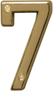 HY-KO Prestige BR-42PB/7 House Number, Character: 7, 4 in H Character, Brass Character, Solid Brass