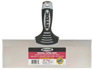 HYDE 09373 Taping Knife, 12 in W Blade, 3 in L Blade, Stainless Steel Blade, Single-Edge Blade, Soft