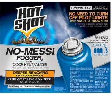 Hot-Shot NO-MESS! HG-20177 Fogger with Odor Neutralizer, 2000 cu-ft Coverage Area, Light Yellow