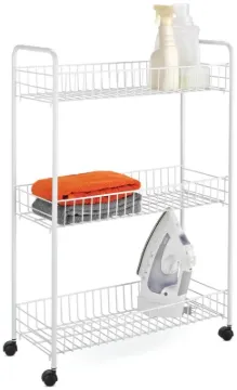 Honey-Can-Do CRT-01149 Storage Cart, 23 in OAL, 8 in OAW, 31 in OAH, 3-Shelf, Steel