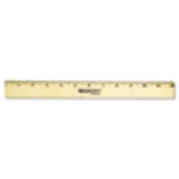 Wood Ruler with Single Metal Edge, Standard, 12" Long