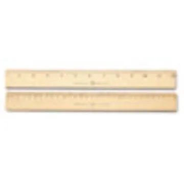 Wood Ruler, Metric and 1/16" Scale with Single Metal Edge, 12"/30 cm Long