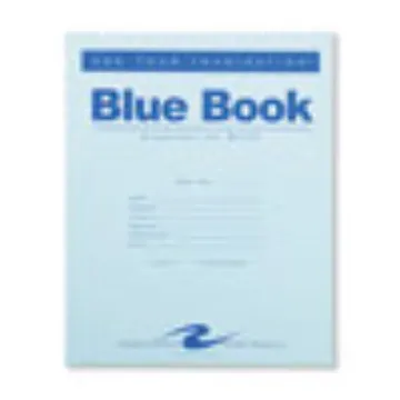 Examination Blue Book, Wide/Legal Rule, Blue Cover, 8.5 x 7, 4 Sheets