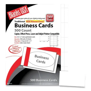Printable Microperforated Business Cards, Copier/Inkjet/Laser/Offset, 2 x 3.5, White, 2,500 Cards, 1