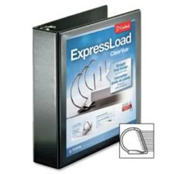 ExpressLoad ClearVue Locking D-Ring Binder, 3 Rings, 1.5" Capacity, 11 x 8.5, Black