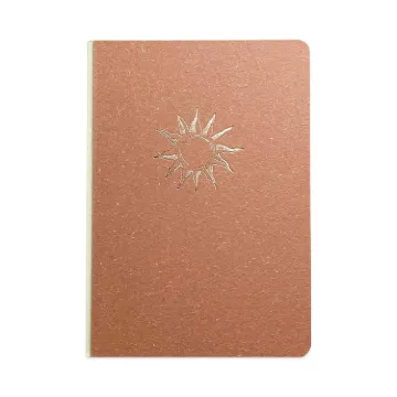 Embossed Canvas Layflat Hardbound Journal, Gold Rise/Shine Artwork, Dotted Rule, Rose-Brown/Cream Co
