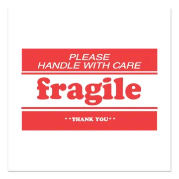 Pre-Printed Message Labels, Fragile-Please Handle with Care-Thank You, 2 x 3, White/Red, 500/Roll
